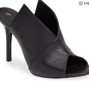 Trina Turk Black leather Laguna heels, Size 6.5